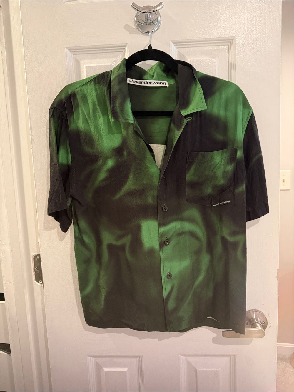 Alexander Wang Green & Black Swirl Short-Sleeve Button-Down Shirt